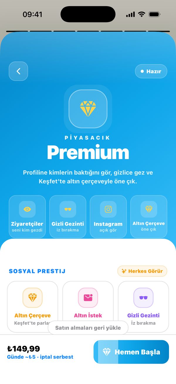 Piyasacık Premium ekranı