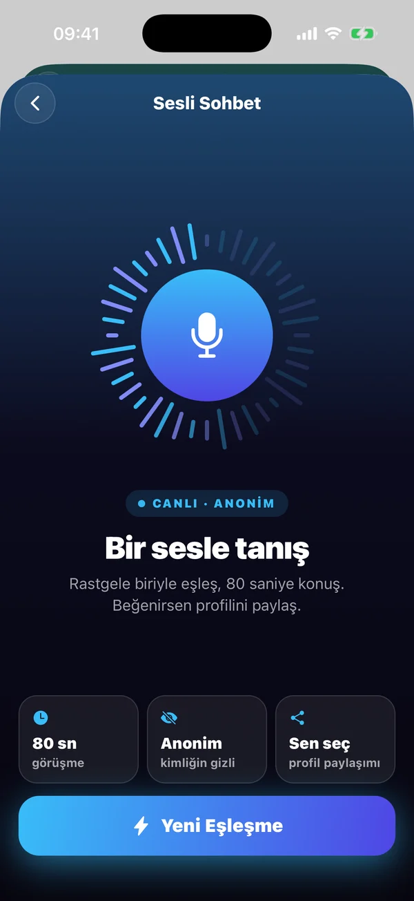 Sesli Sohbet eşleşme ekranı